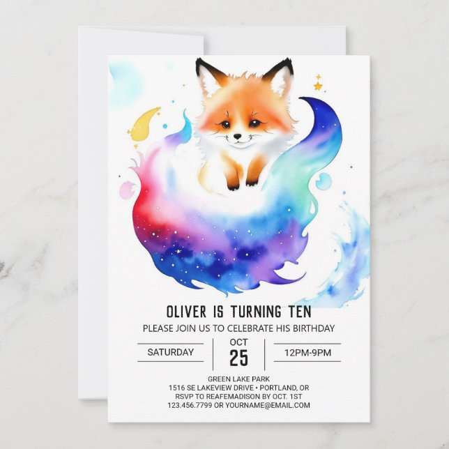 Förtrollad Red Fox Tales Birthday Inbjudningar (Framsida)
