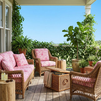 Förtrollad Rosa Fransk Rokoko Trädgård Blommig Vin Tyg