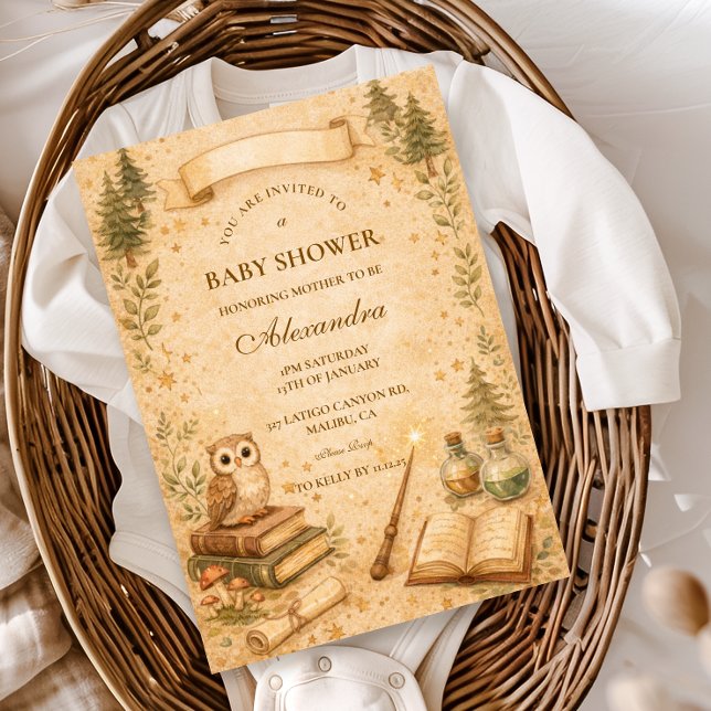 Förtrollad saga bok trollkarl baby shower inbjudningar (Skapare uppladdad)