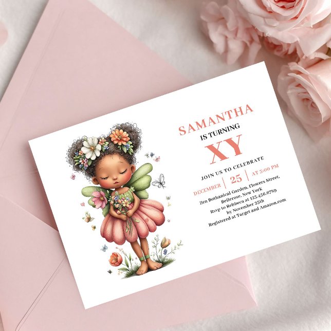 Förtrollad Sagoflicka Födelsedags Rodnad Rosa Magi Inbjudningar (Enchanted Fairy Girl Birthday Blush Pink Magic invitation)