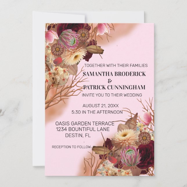 Förtrollad Sagolik Boho Vildblomma Bröllop Inbjudningar (Framsida)