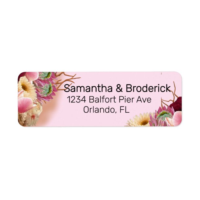 Förtrollad Sagolik Boho Vildblomma Bröllop  Returadress Etikett (Framsidan)