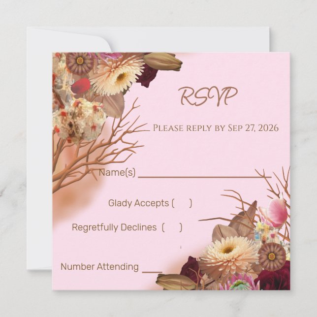 Förtrollad Sagolik Boho Vildblomma Bröllop RSVP (Framsida)
