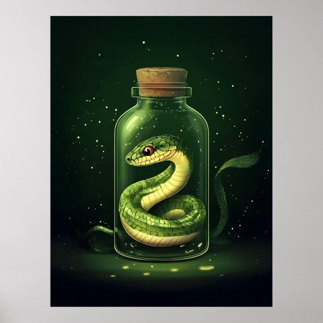 Förtrollad serpent i Glass Burk Poster (Framsidan)