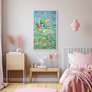 Förtrollad Skog Alv och Svamp Fantasi Konst Poster