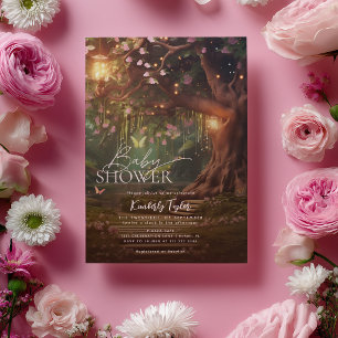 Förtrollad Skog Älv Skogsbarn Babyshower Inbjudningar
