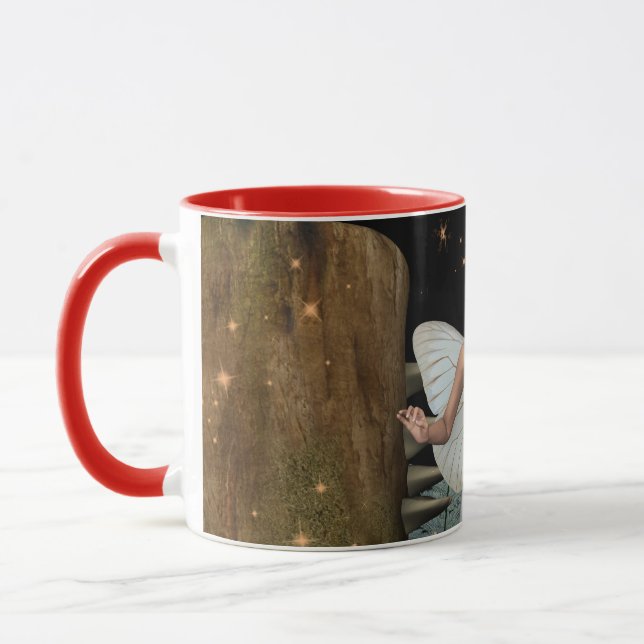 Förtrollad Skog Älv Svamp Fantasy Konst Mugg (Vänster)