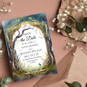Förtrollad Skog Bröllop Save The Date Kort