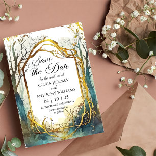Förtrollad Skog Bröllop Save The Date Kort