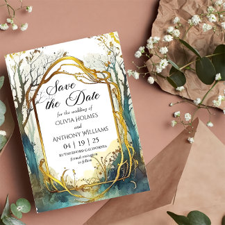 Förtrollad Skog Bröllop Save The Date Kort
