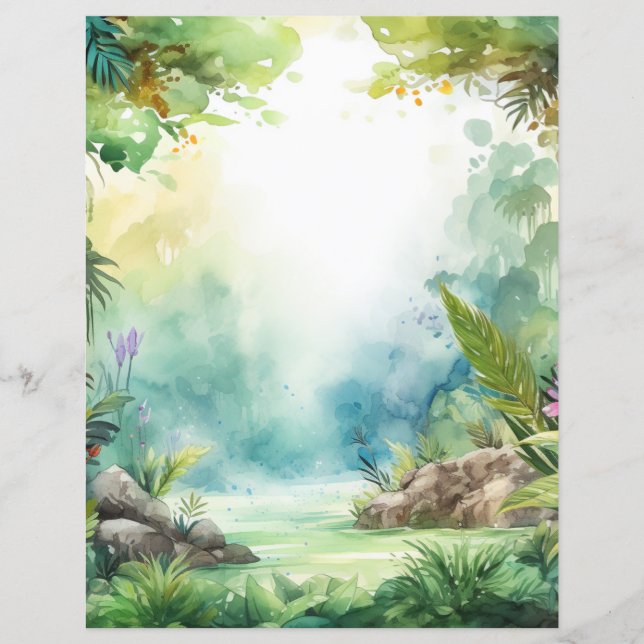 Förtrollad Skog Djungel Äventyr Scrapbookpapper (Framsida)