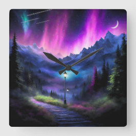 Förtrollad skog fyrkantig klocka