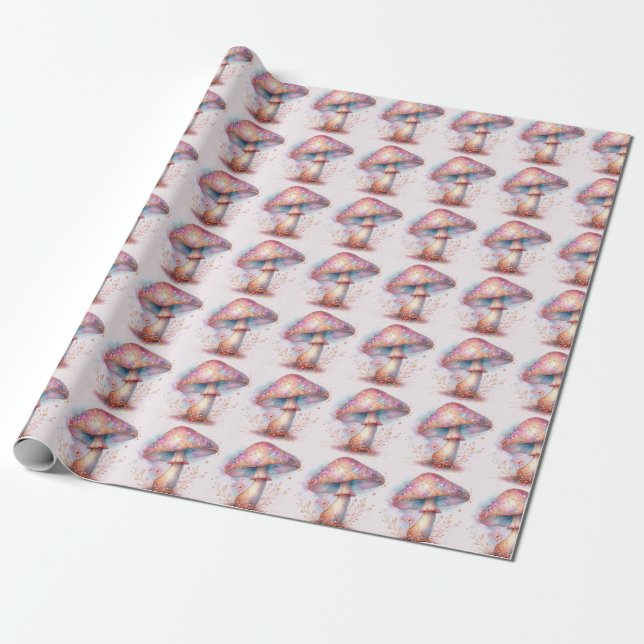 Förtrollad skog Iridescenta svampar  Presentpapper (Utrullad)