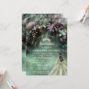 Förtrollad Skog Lavendel Salvia Grön Quinceanera Inbjudningar