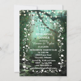Förtrollad skog Ljus Rustic Rehearsal Dinner Inbjudningar