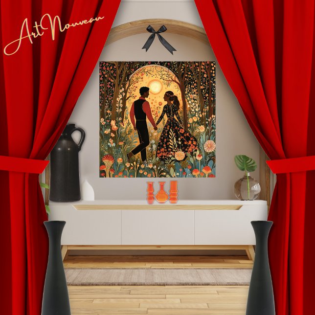 Förtrollad skog Lycklig par God morgon Art nouveau Poster (Skapare uppladdad)