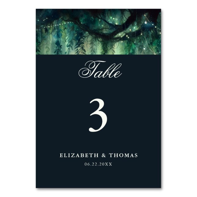 Förtrollad skog Magic Garden Elegant bröllop Bordsnummer (Baksidan)