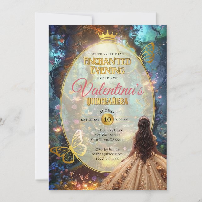 Förtrollad Skog Quinceañera Inbjudan (Framsida)