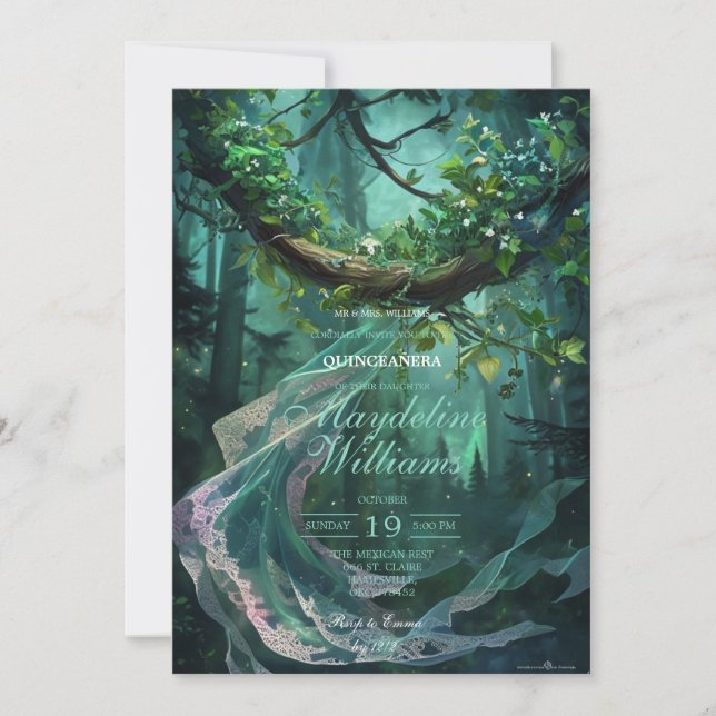 Förtrollad Skog Quinceañera Inbjudan (Framsida)