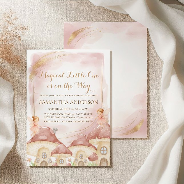 Förtrollad Skog Svamp Baby Shower Inbjudan (Enchanted Woodland Mushroom Baby Shower Invitation)