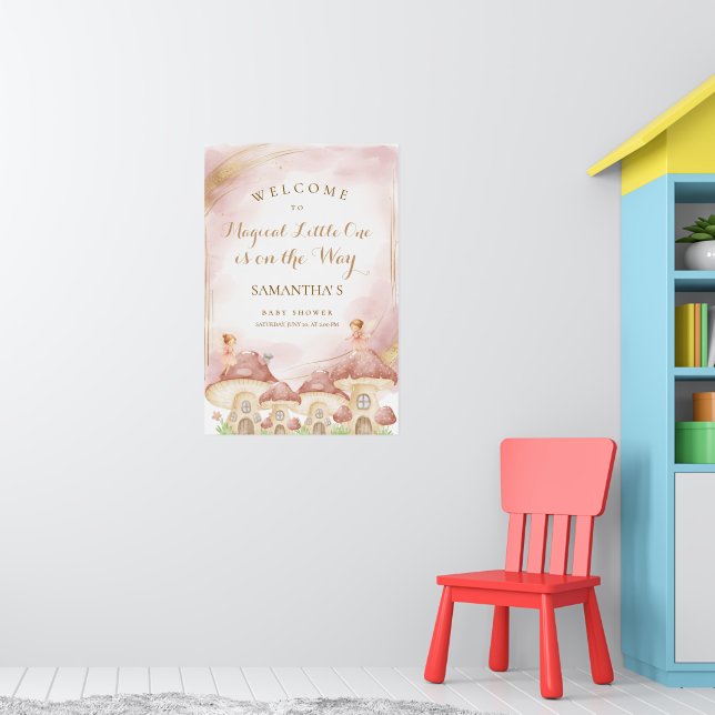 Förtrollad Skog Svamp Baby Shower Välkomstskylt Poster (Barnkammare 1)