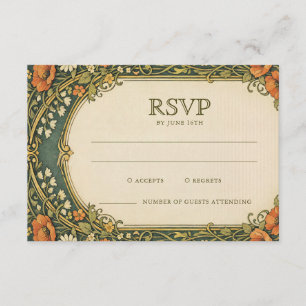Förtrollad Skog Vintage Art Nouveau RSVP Tilläggskort