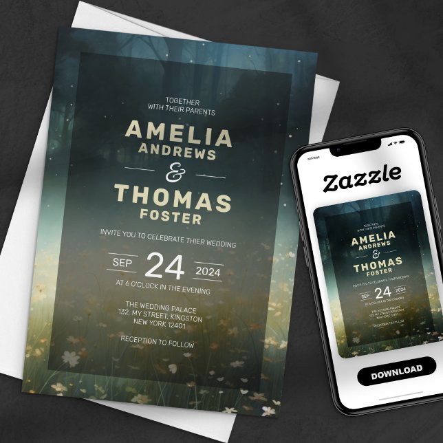 Förtrollad Skog Whimsical Sagobryllup Inbjudningar (Skapare uppladdad)