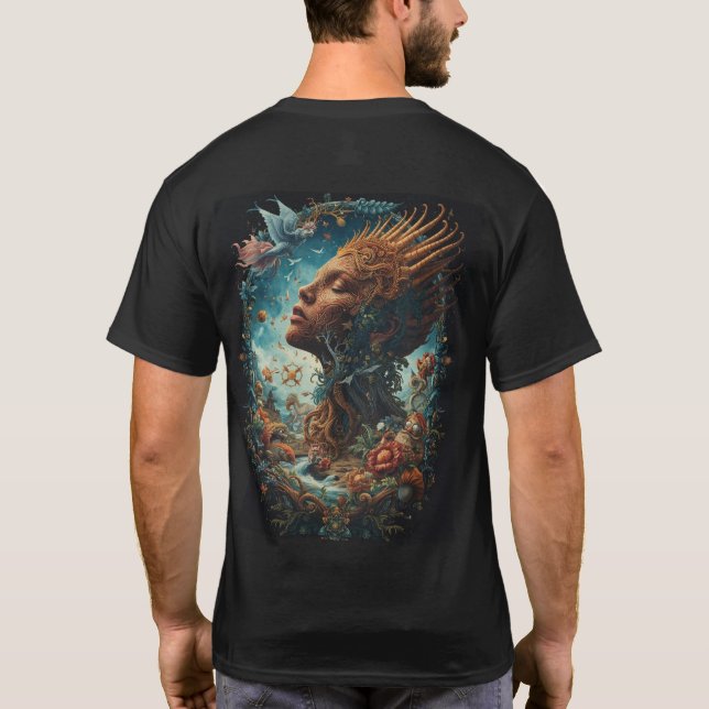 Förtrollad Skogsdrottning Surreal Fantasi Konst T Shirt (Baksida)