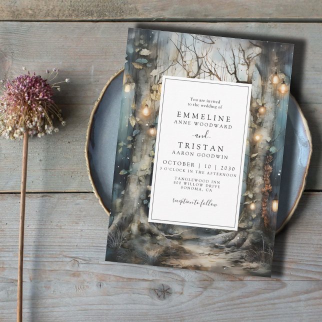 Förtrollad skogsglowing Ljus Bröllop Inbjudningar (Skapare uppladdad)