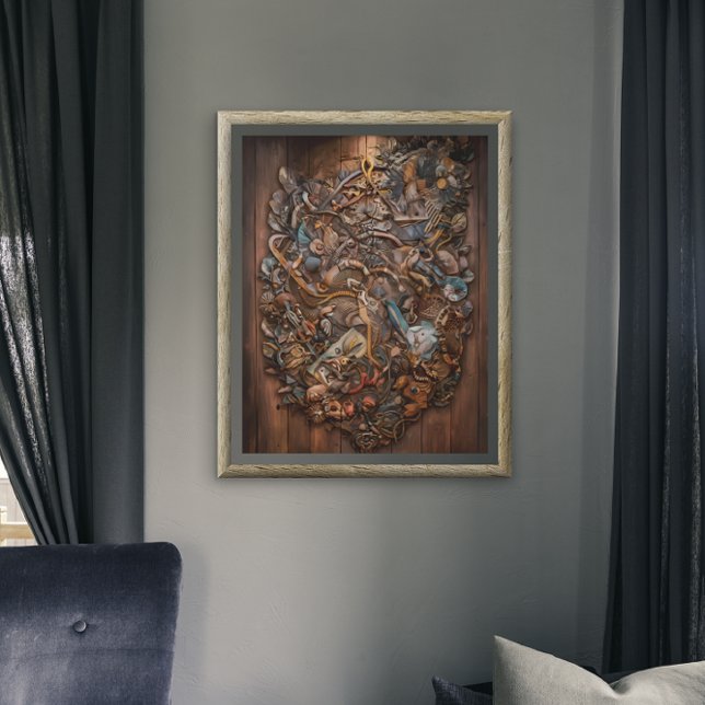 Förtrollad skogsmural på trävägg poster (Skapare uppladdad)