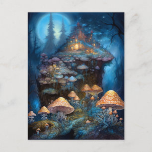 Förtrollad skogsvamp Castle Fantasy Art Vykort