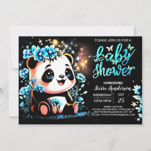 Förtrollad söt liten Panda Boy Shower Inbjudningar