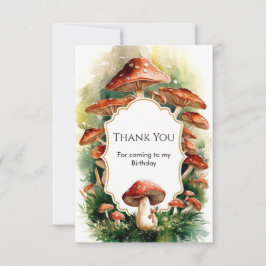Förtrollad stuga Mushroom Birthday Tack Kort