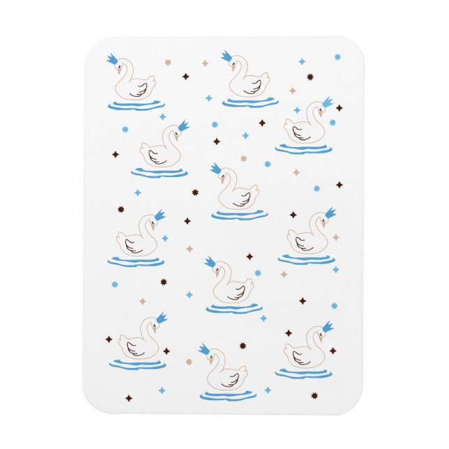 Förtrollad Svan Sjö Fairy Tale Crowned Svan Magnet (Vertikal)