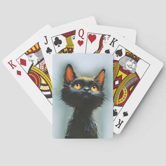 Förtrollad svart katt casinokort (Baksidan)