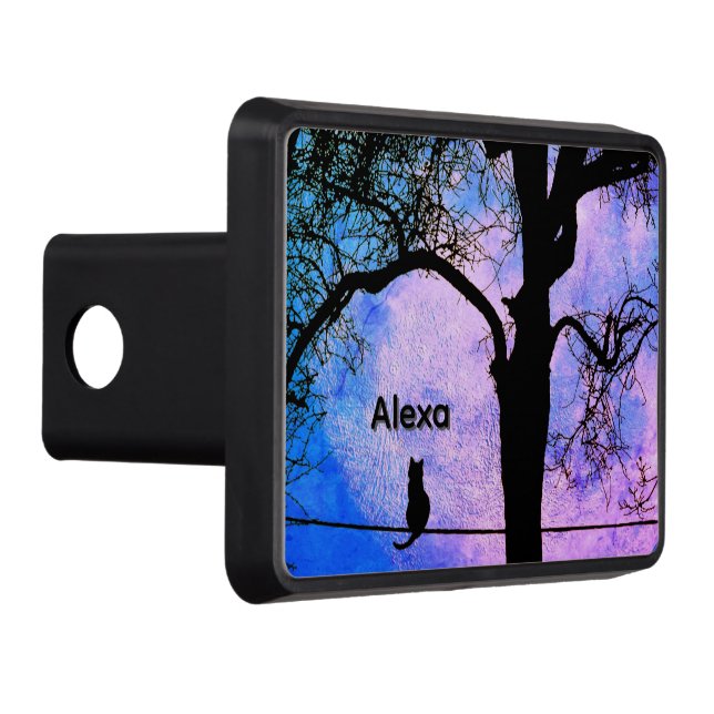 Förtrollad svart katt på en full måne Namn Dragkroksskydd (Höger)