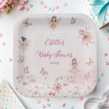 Förtrollad Tallrikar för Fairy Garden Girl Baby Sh