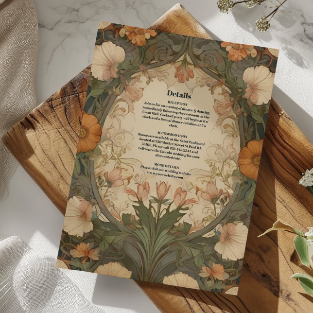 Förtrollad trädgård Art Nouveau Bröllop  Tilläggskort (Skapare uppladdad)