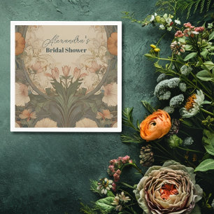 Förtrollad trädgård Art Nouveau bröllopsdusch Pappersservett