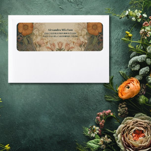 Förtrollad trädgård Art Nouveau bröllopsdusch Returadress Etikett