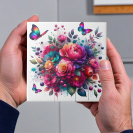 Förtrollad trädgård: Blommar Symphony Ceramic Tile Kakelplatta