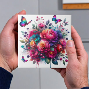 Förtrollad trädgård: Blommar Symphony Ceramic Tile Kakelplatta