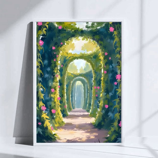 Förtrollad Trädgård | Blommig Valvbåge Vattenfärgs Poster (Skapare uppladdad)