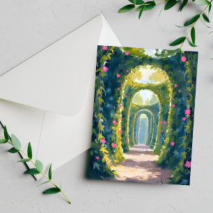 Förtrollad Trädgård   Blommig Valvbild Kort