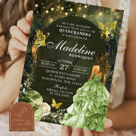 Förtrollad Trädgård Skog Fjäril Quinceanera Inbjudningar