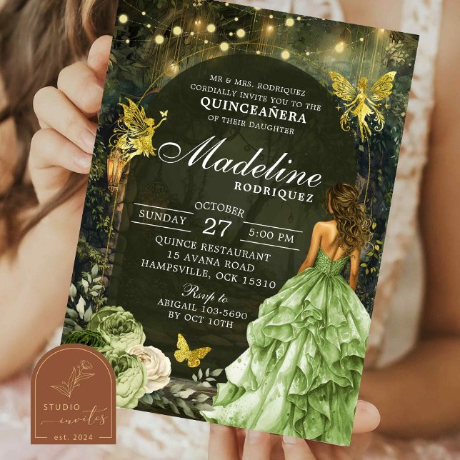 Förtrollad Trädgård Skog Fjäril Quinceanera Inbjudningar (Skapare uppladdad)