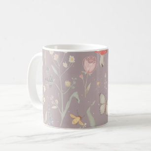 Förtrollad Trädgård Vildblomma Fjäril Whimsical Kaffemugg