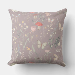 Förtrollad Trädgård Vildblomma Fjäril Whimsical Kudde