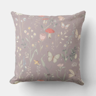 Förtrollad Trädgård Vildblomma Fjäril Whimsical Kudde