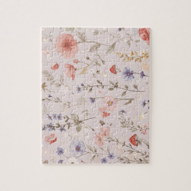 Förtrollad Trädgård Vildblomma Fjäril Whimsical Pussel (Vertikal)